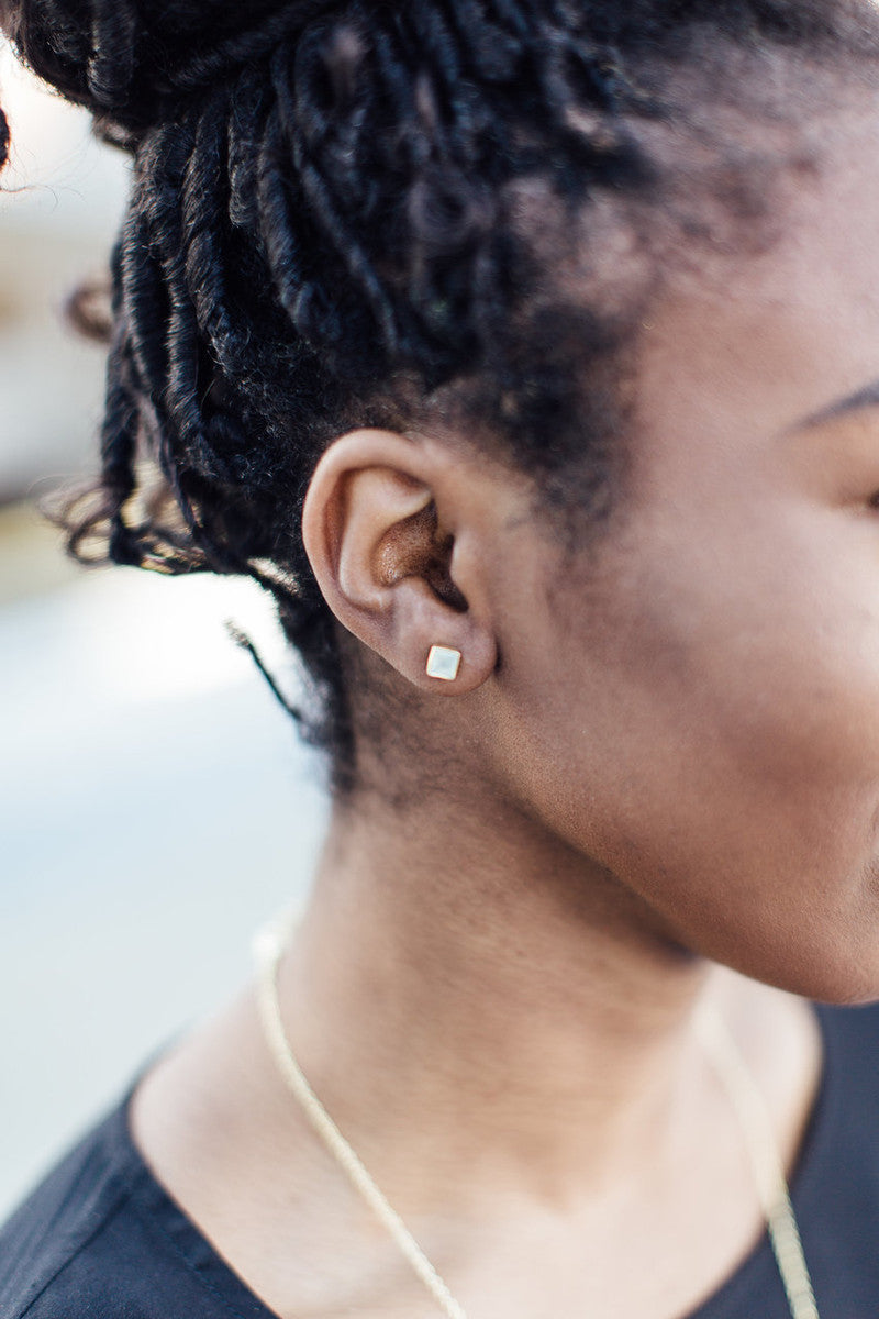 Square aqua stone stud earrings | Fair Anita