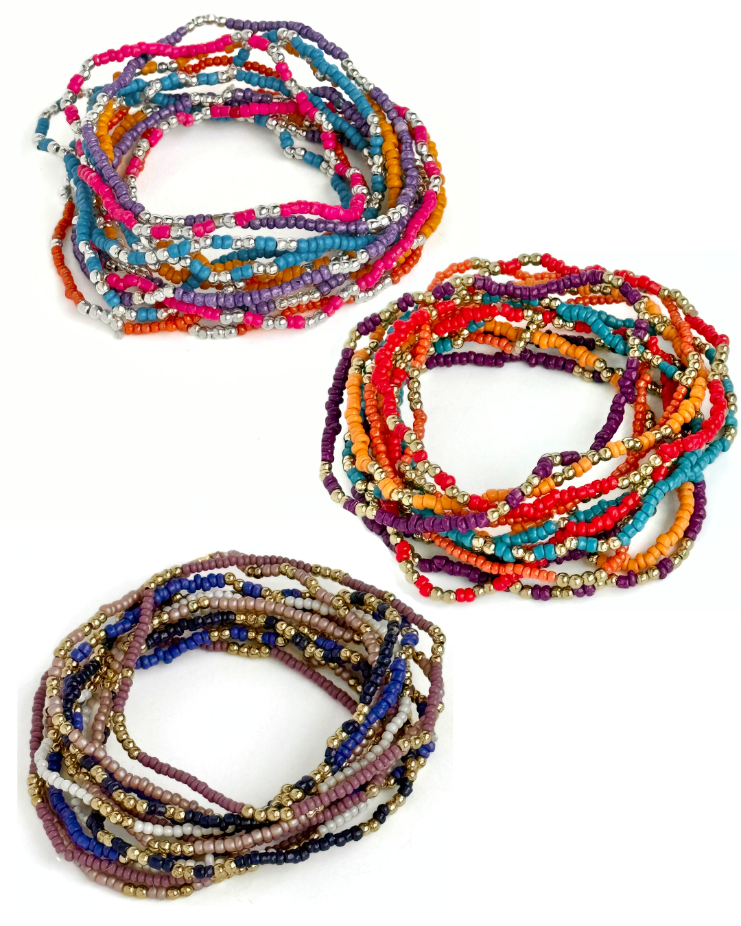 Festival Seed Bead Elastic Bracelet Set
