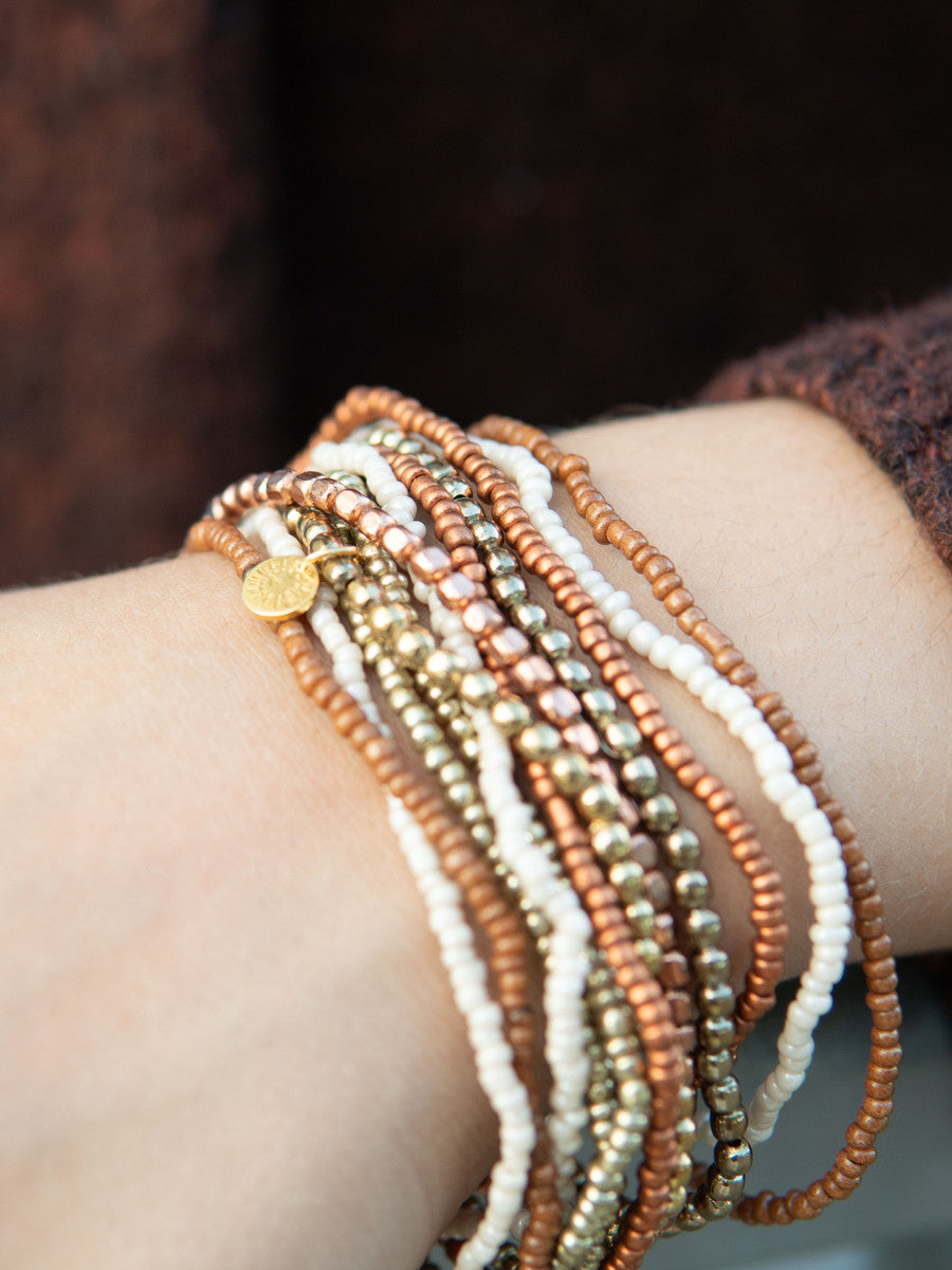 gold and peach beaded bracelet sets | Fair Anita
