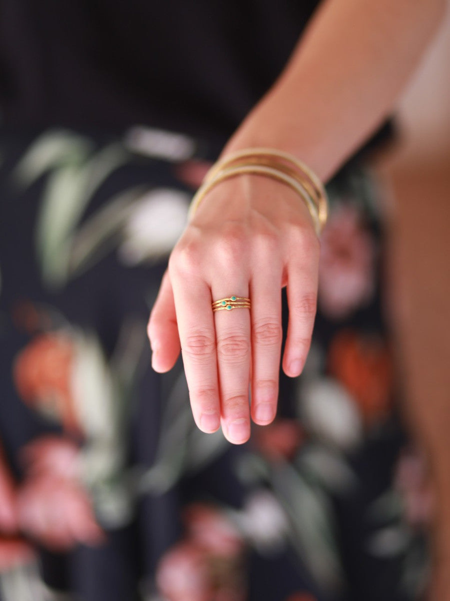 gold stacking ring set turquoise | Fair Anita