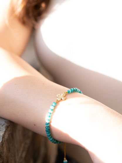 green glass beaded clover bracelet | Fair Anita