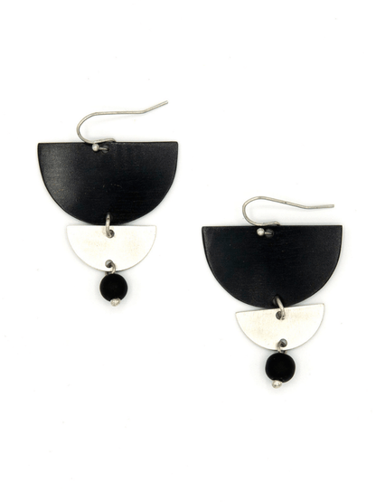 statement black and silver earrings ethical | Fair Anita