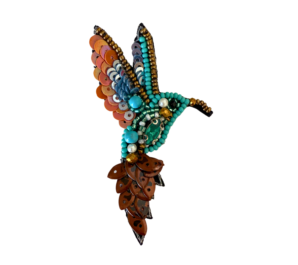 Beaded Brooch - Hummingbird