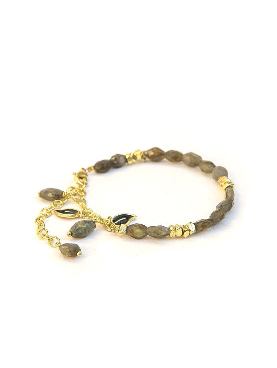 Stone and brass adjustable bracelet | Fair Anita