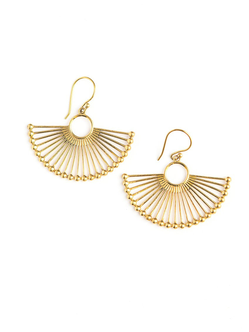 Gold fan fair trade earrings | Fair Anita