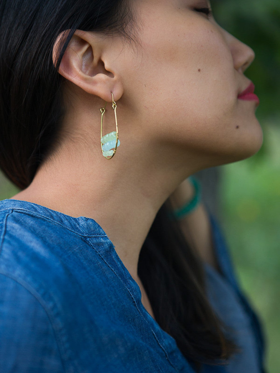 pastel green beaded hoop earrings | Fair Anita
