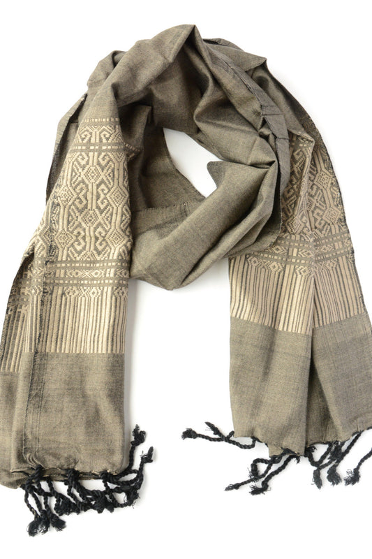 Grey patterned fair trade scarf | Fair Anita