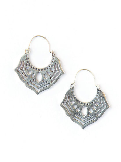 silver flower hoop earrings | Fair Anita
