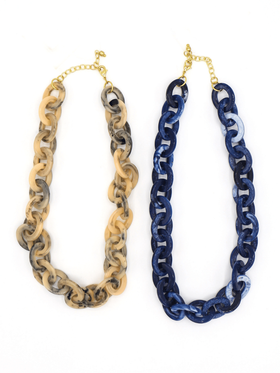 Blue cream chunky chain resin necklace | Fair Anita