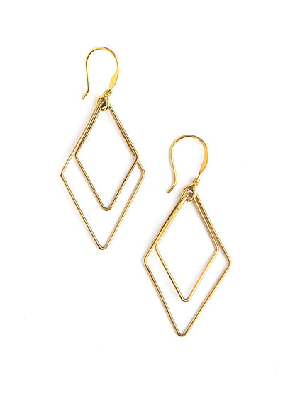 Lightweight dangle earrings in brass | Fair Anita