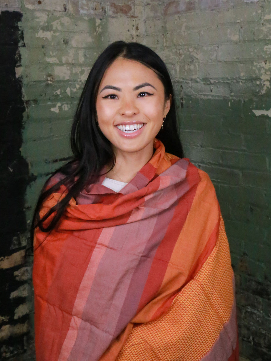 sunset orange woven scarf | Fair Anita