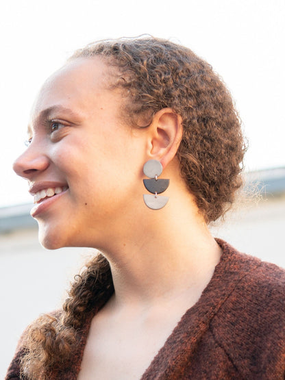 trendy sustainable black and grey earrings | Fair Anita