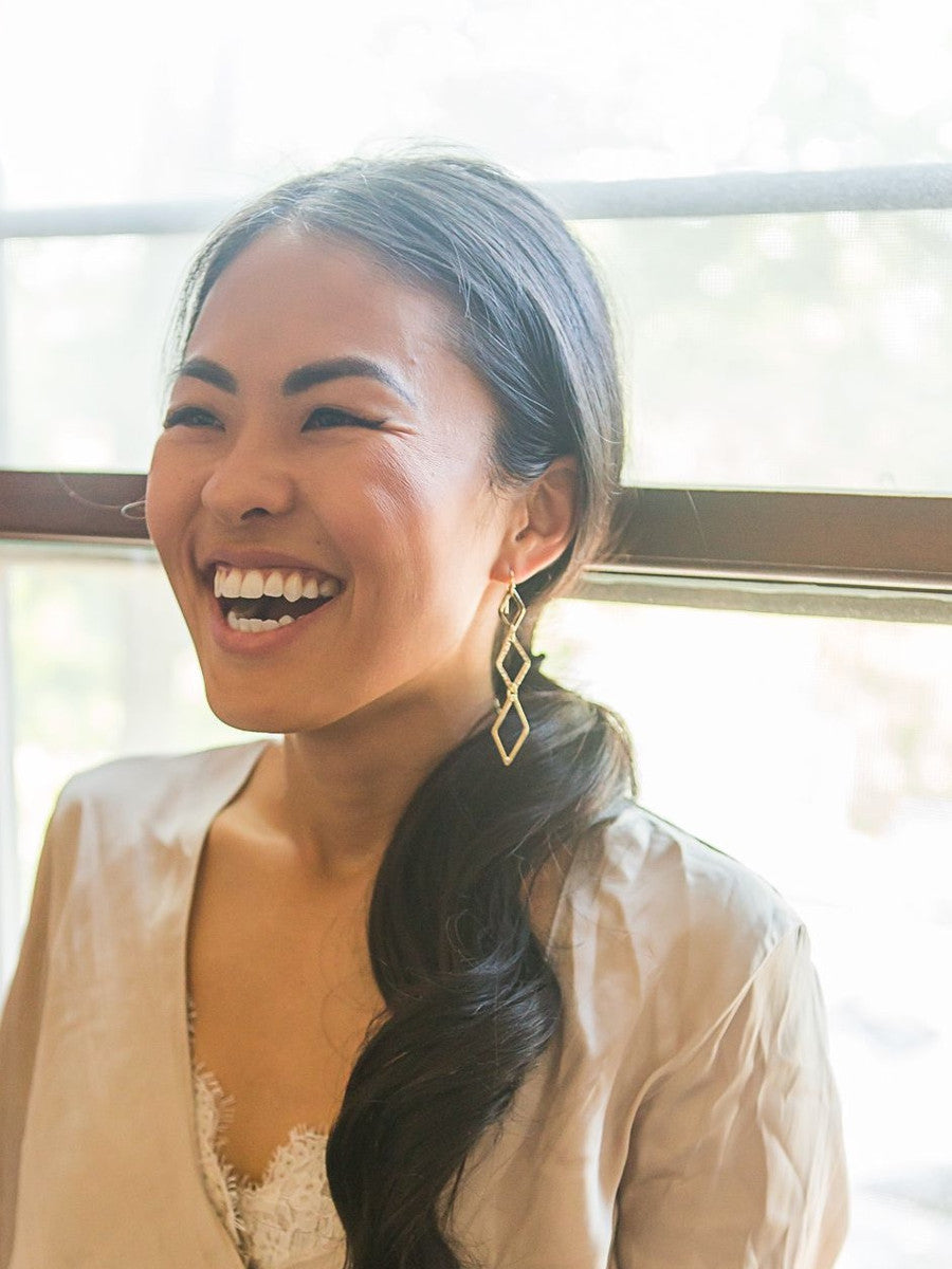 triangle stacked earrings brass | Fair Anita