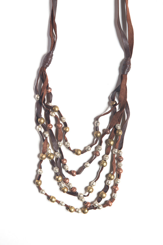 Lava Flow Leather and Artillery Necklace
