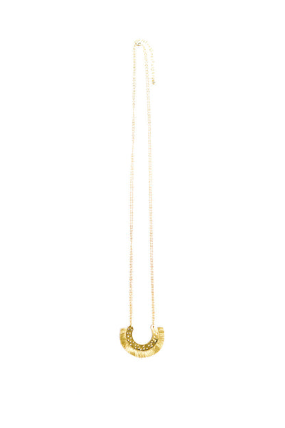 Golden Arc Fringed Necklace