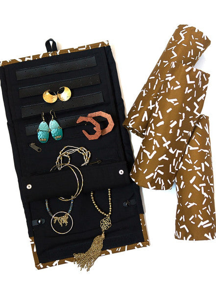 Wayfarer Jewelry Roll Travel Case - Confetti Brown