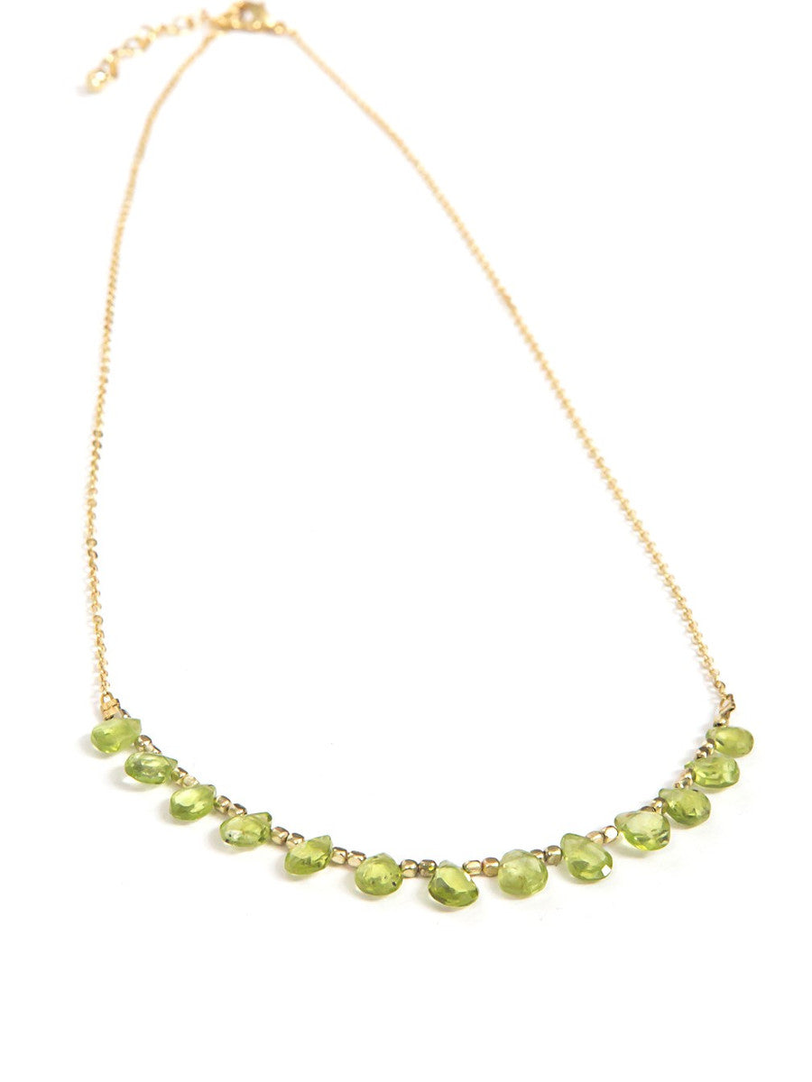 green stone dainty necklace brass | Fair Anita