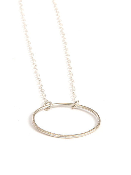 Oval Simplicity Textured Sterling Necklace
