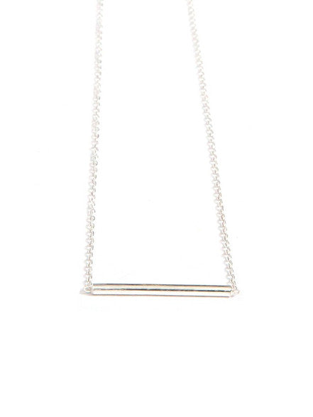 Dainty Tube Bar Necklace - Sterling Silver