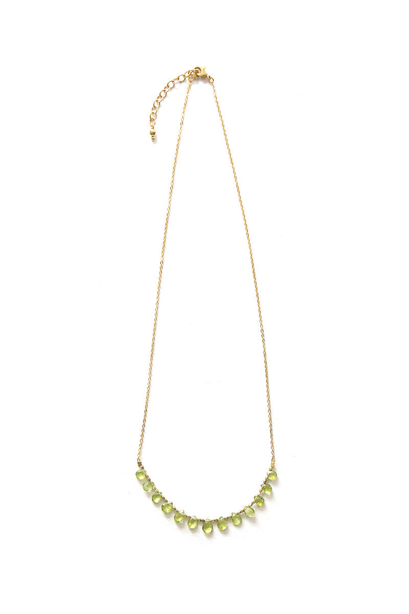 green stone dainty necklace brass | Fair Anita