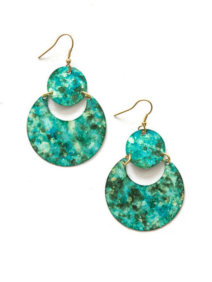 Cloudy Waters Painted Earrings - Turquoise